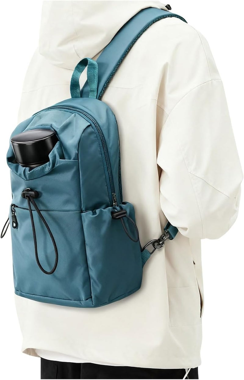 SEAFEW Sling Backpack bag for Men Peacock Blue, Tactical Backpack Shoulder Daypack Mini Anti-Theft Cross Body Motorcycle Chest Bags, Small One Strap Backpack for Casual Travel Hiking Outdoor Sports - Image 1
